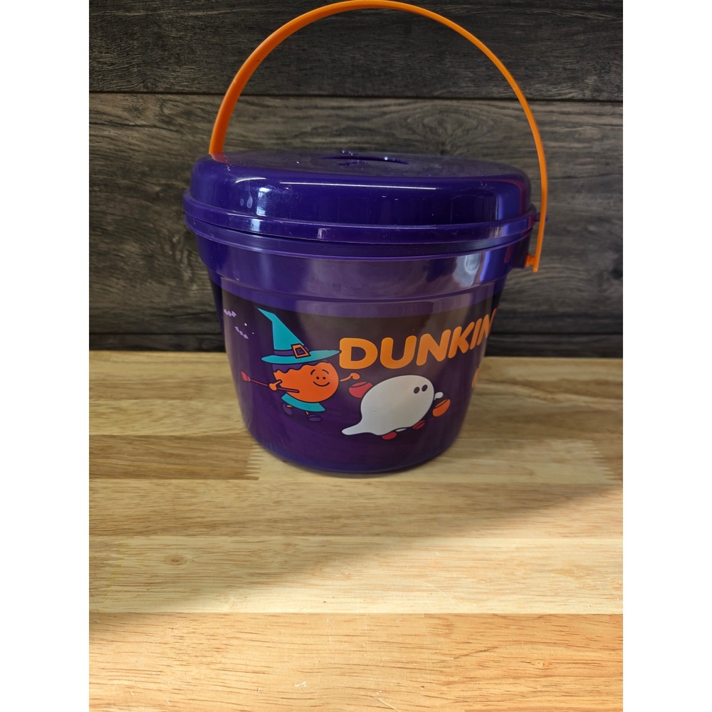 Dunkin Donuts Halloween Munchkins Bucket Purple Orange Ghost Pumpkin Collectible